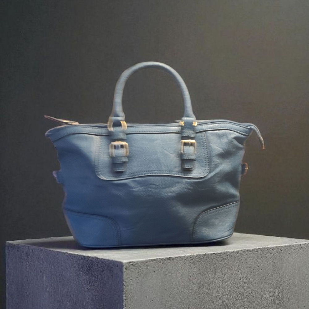 Elegant Blue Leather Satchel